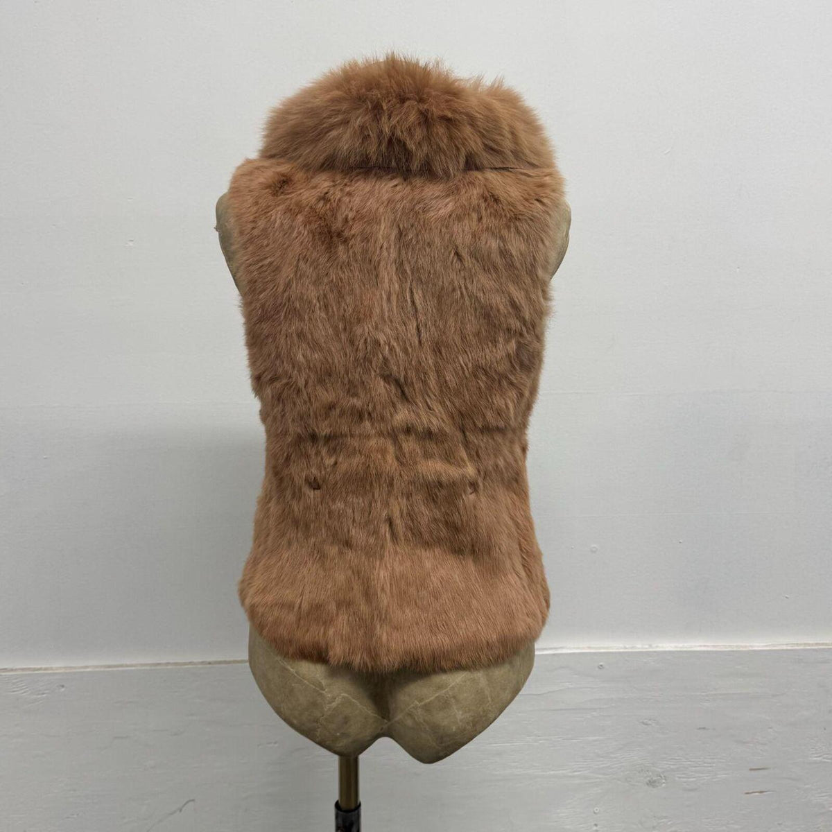 Vintage Camel Mixed Fox & Rabbit Fur Double-Breasted Vest