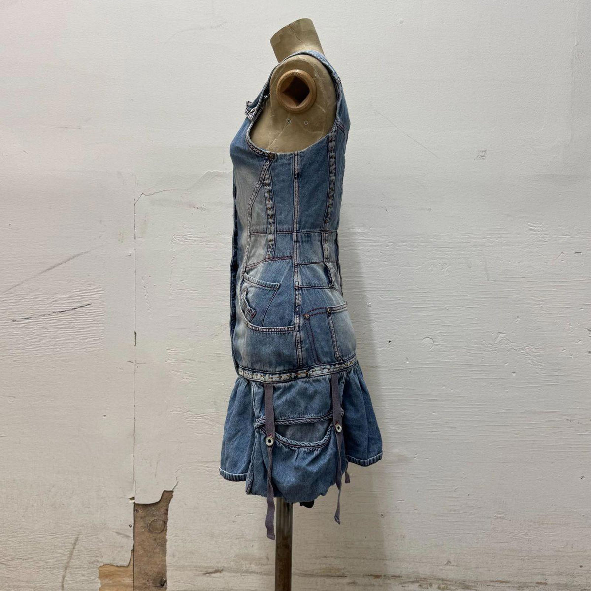 Vintage R867 Avant-Garde Paneled Denim Mini Dress