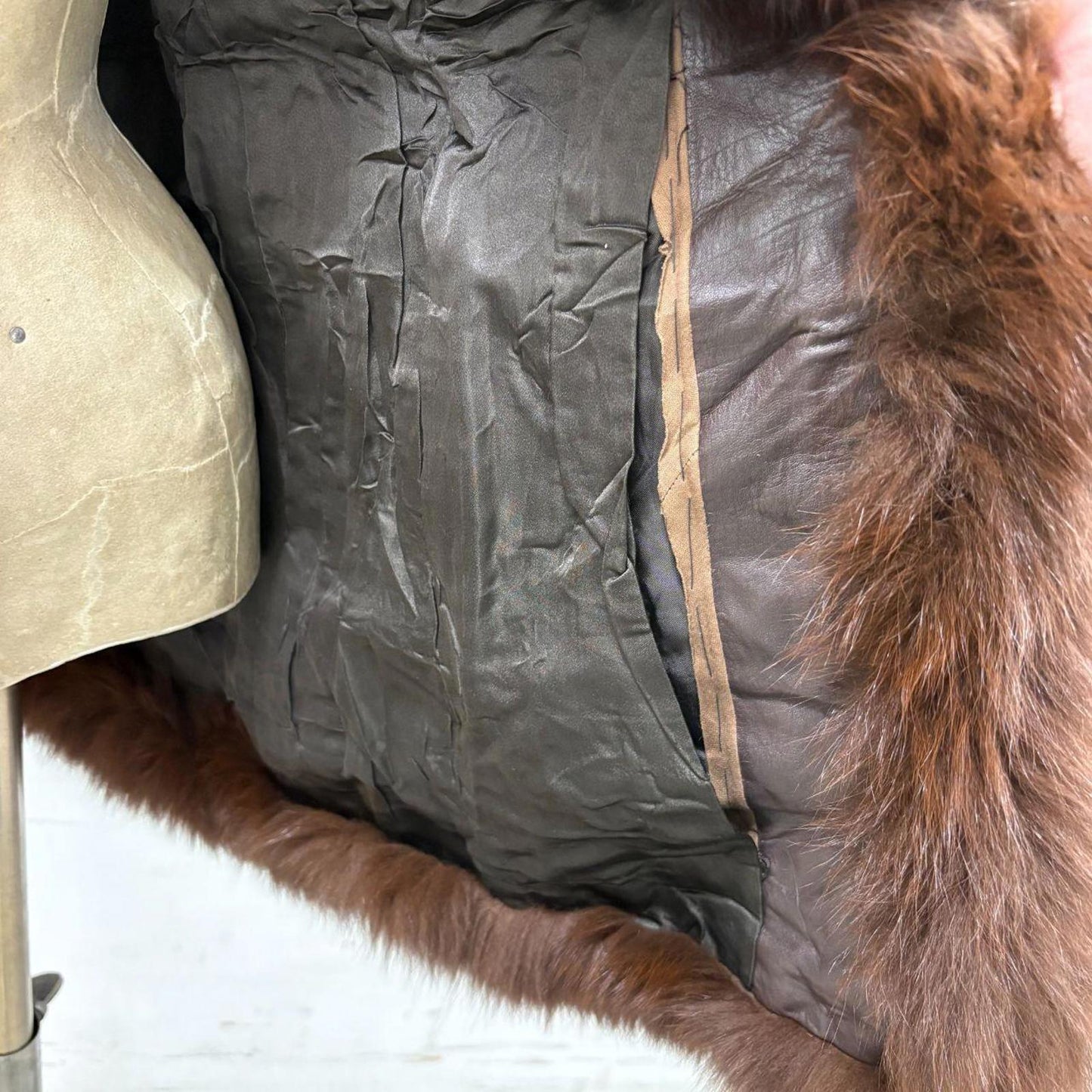 Vintage Paneled Brown Real Fox Fur Penny Lane Afghan Coat