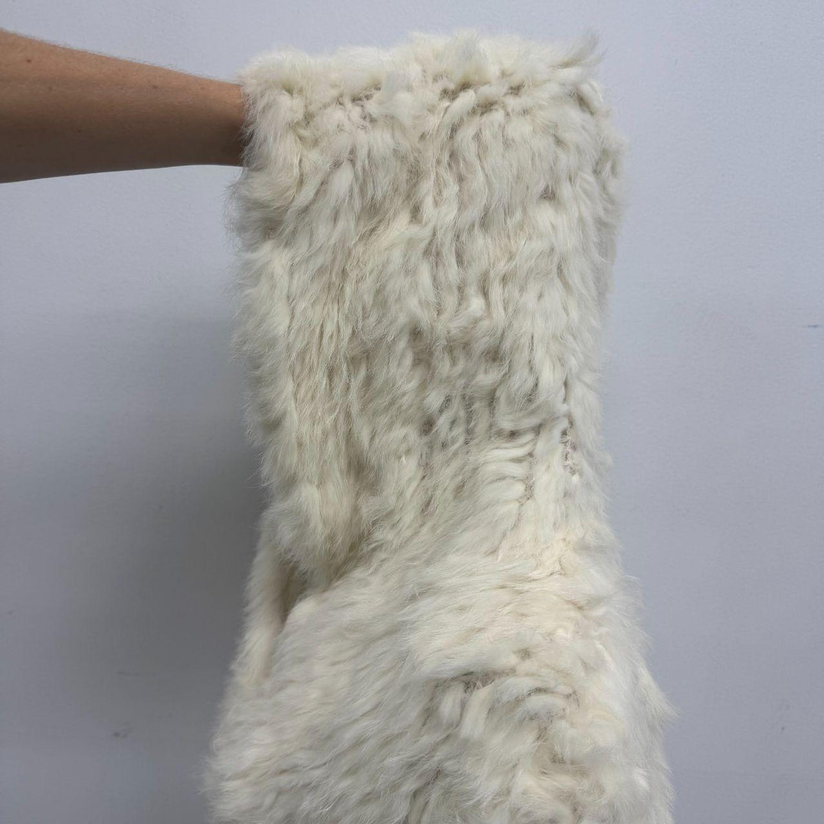 Vintage Y2K White Knit Rabbit Fur Hooded Jacket Coat SUPER SOFT