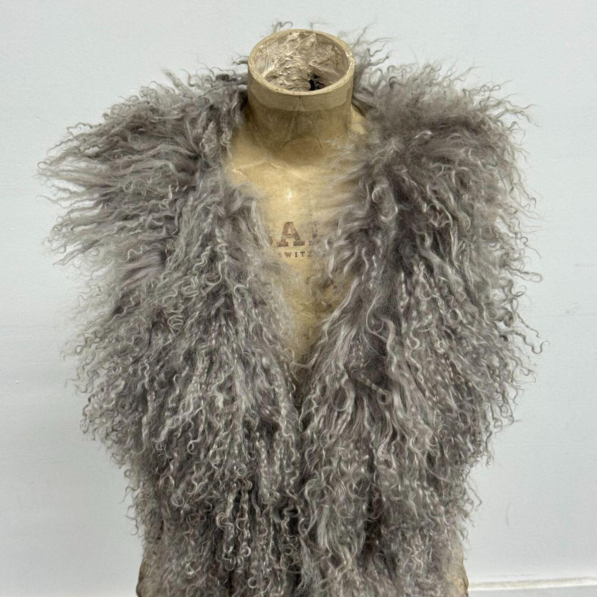 Vintage Y2K Grey Avant Garde Leather & Mongolian Lamb Vest