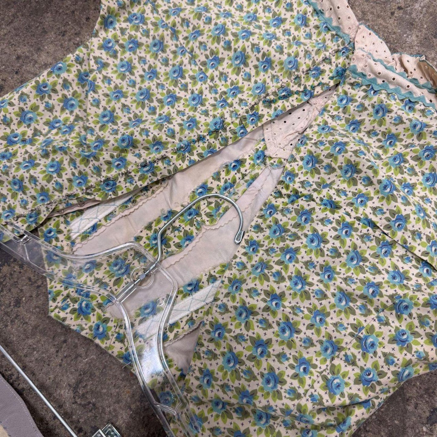 Vintage 40s does 1800s Victorian Blue 2pc Gown Prairie Dress Film Costume