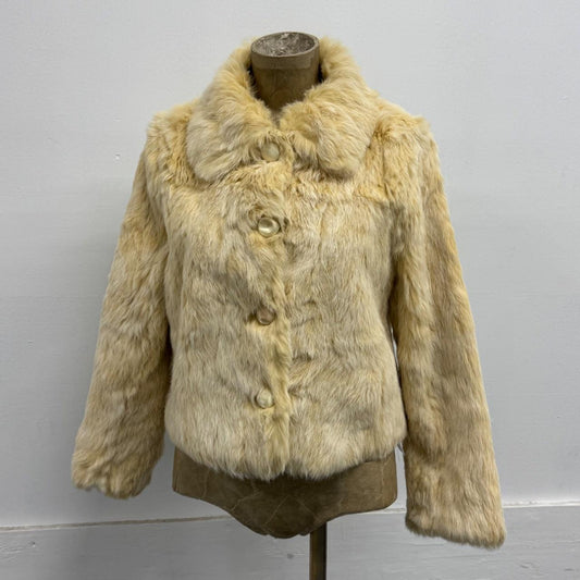 Vintage Cream White Rabbit Fur Jacket Coat