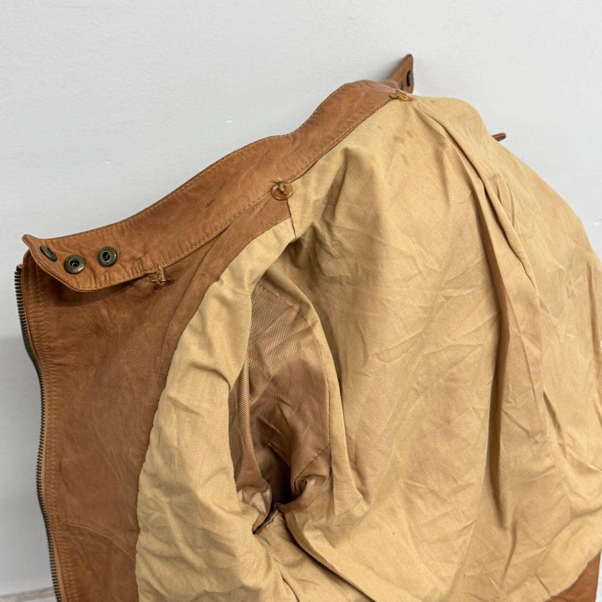Vintage Tan Cargo Moto Leather Jacket