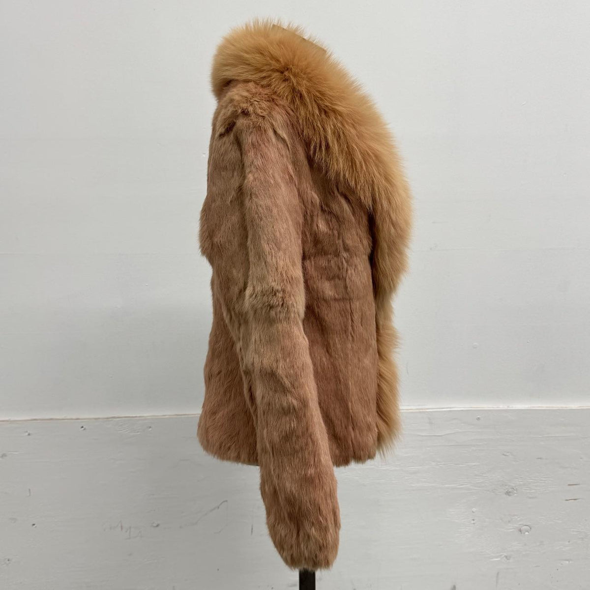 Vintage Y2K Pink Rabbit & Fox Fur Jacket Coat