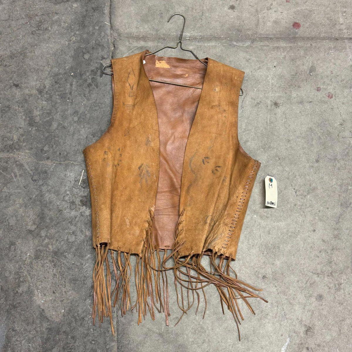 Vintage 60s 70s Fringed Suede Western Vest Brown Film Costume