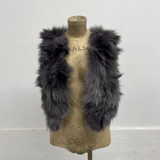 Y2K Vintage Light Slate Gray Genuine Fox Fur Vest