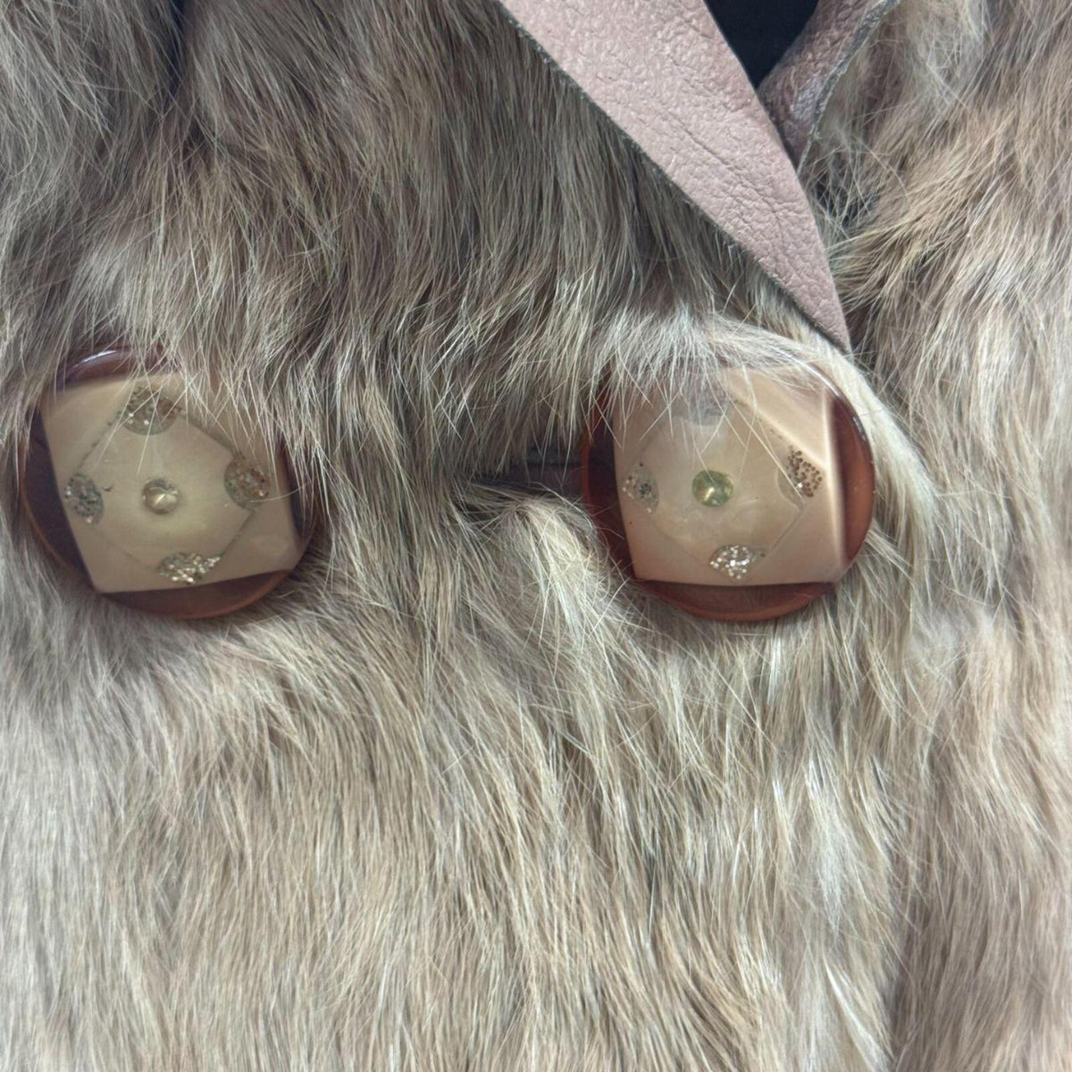 Vintage Camel Mixed Fox & Rabbit Fur Double-Breasted Vest