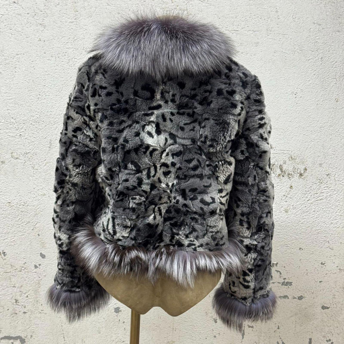 Vintage Y2K Rabbit & Silver Fox Fur Jacket Coat