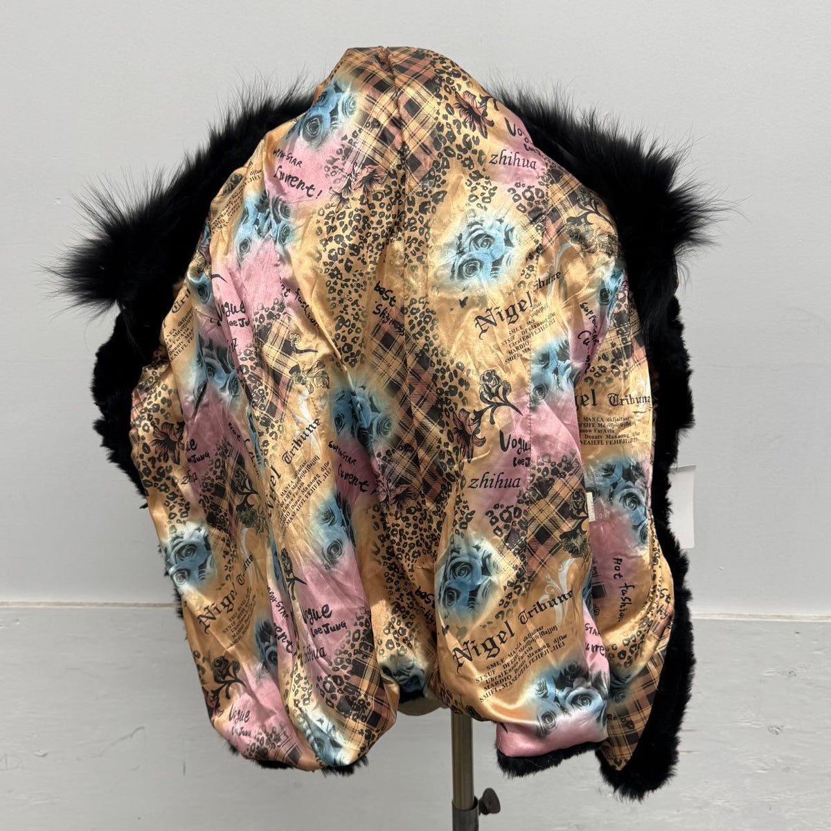 Vintage Y2K Black Rabbit & Fox Fur Jacket Coat