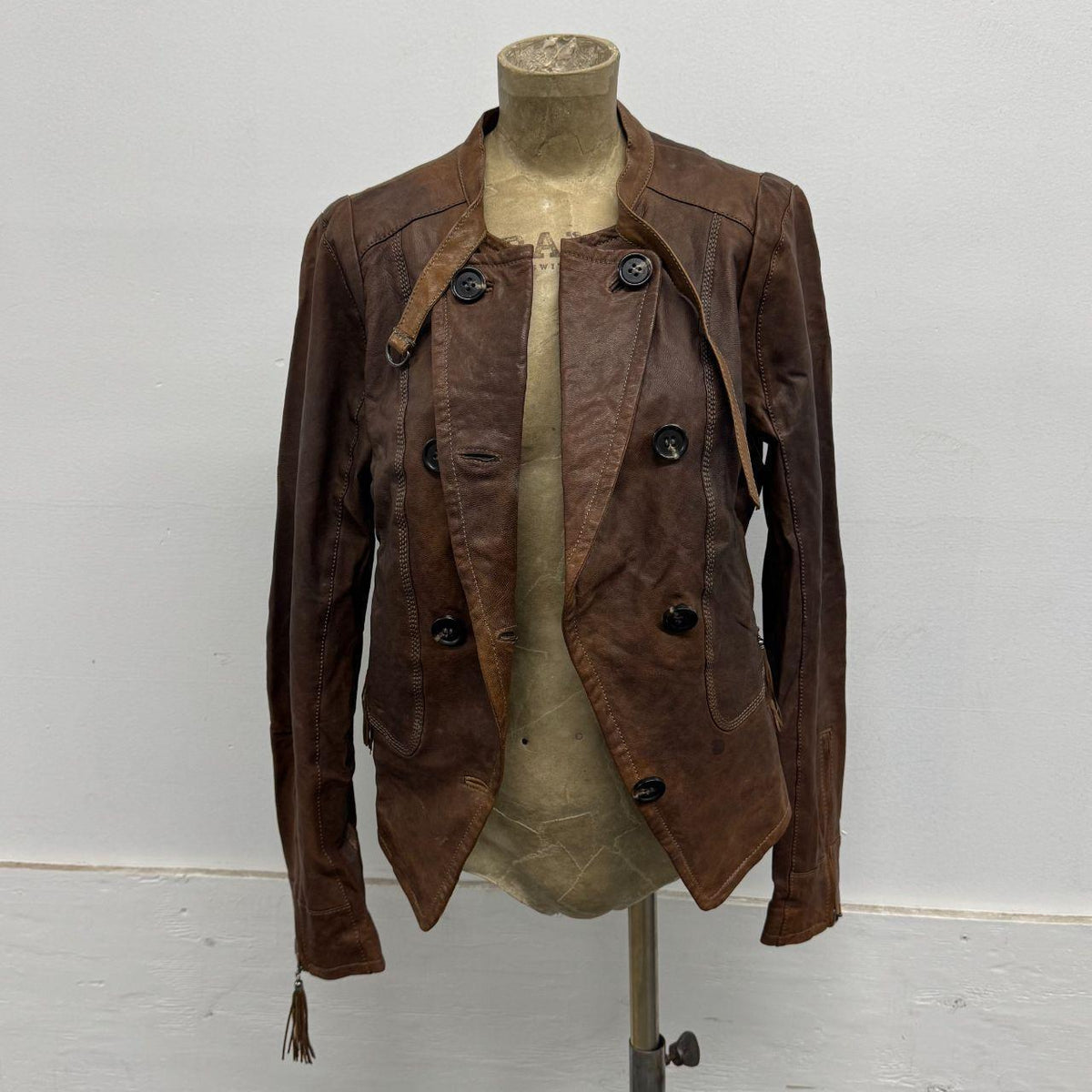 Vintage BASIC HOUSE Brown Lambskin Multi-Way Leather Jacket