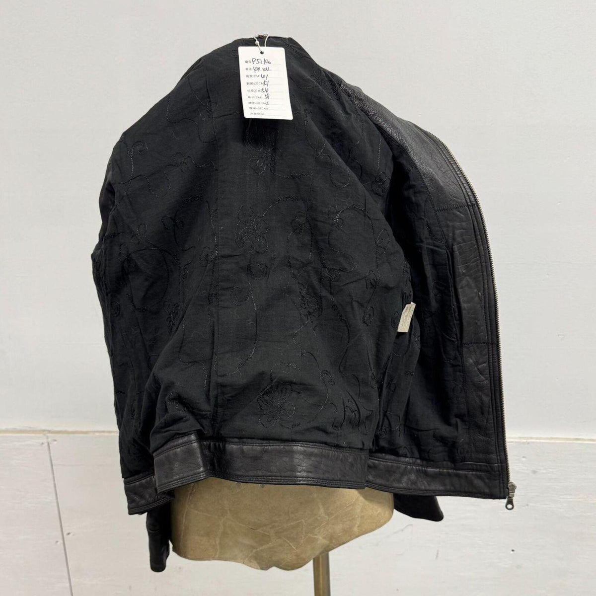 Vintage Black Paneled Leather Racer Moto Jacket L