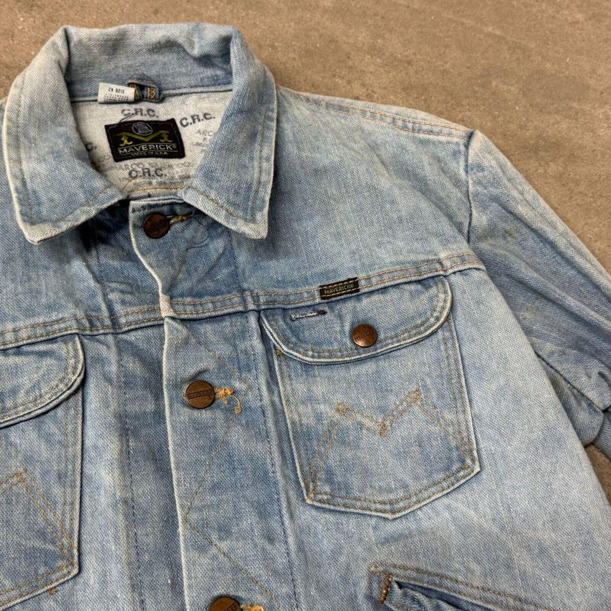 60s Vintage Maverick Made in USA Denim Trucker Jacket Blue Bell