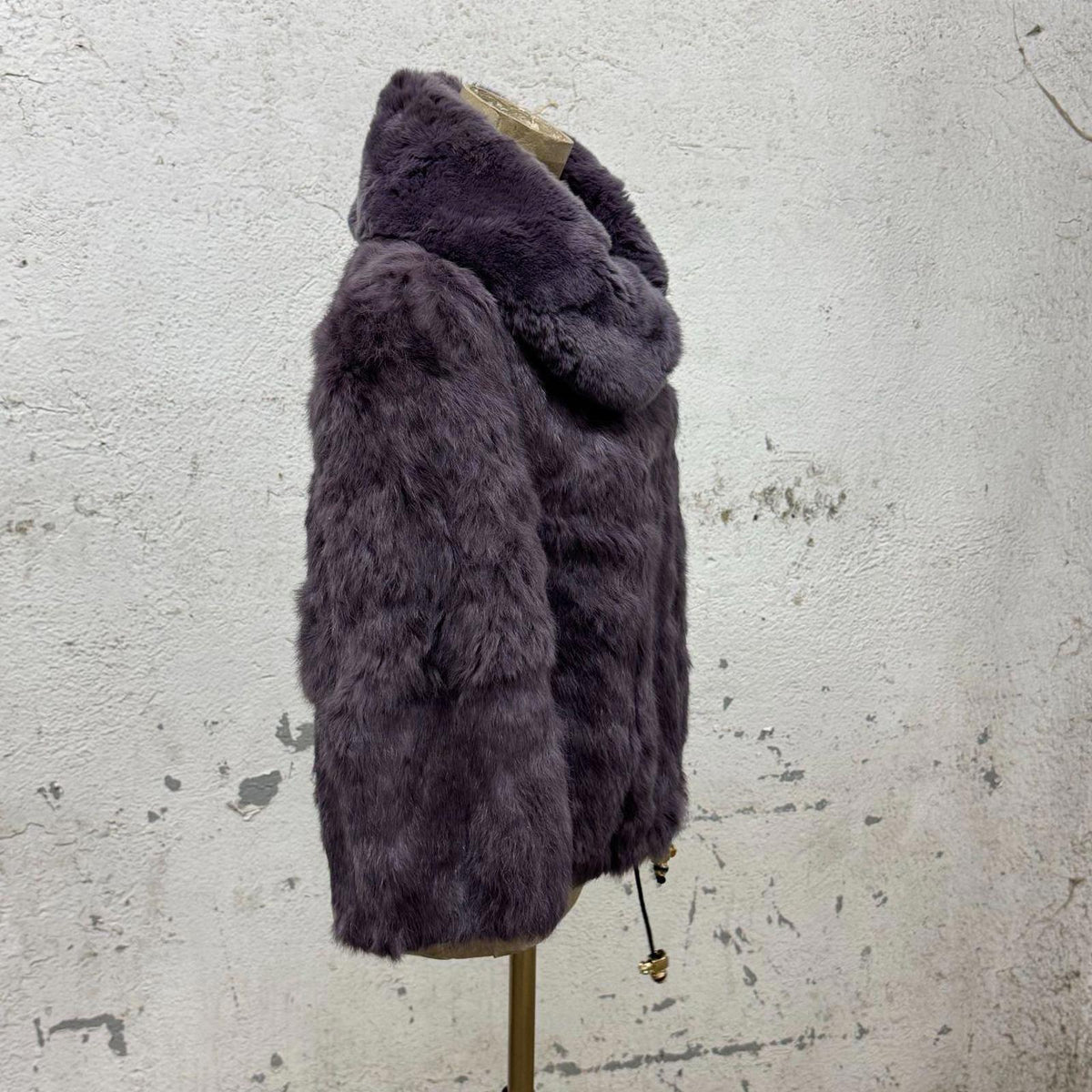 Vintage Y2K Lavender Purple Rabbit Fur Cropped Princess Jacket Coat