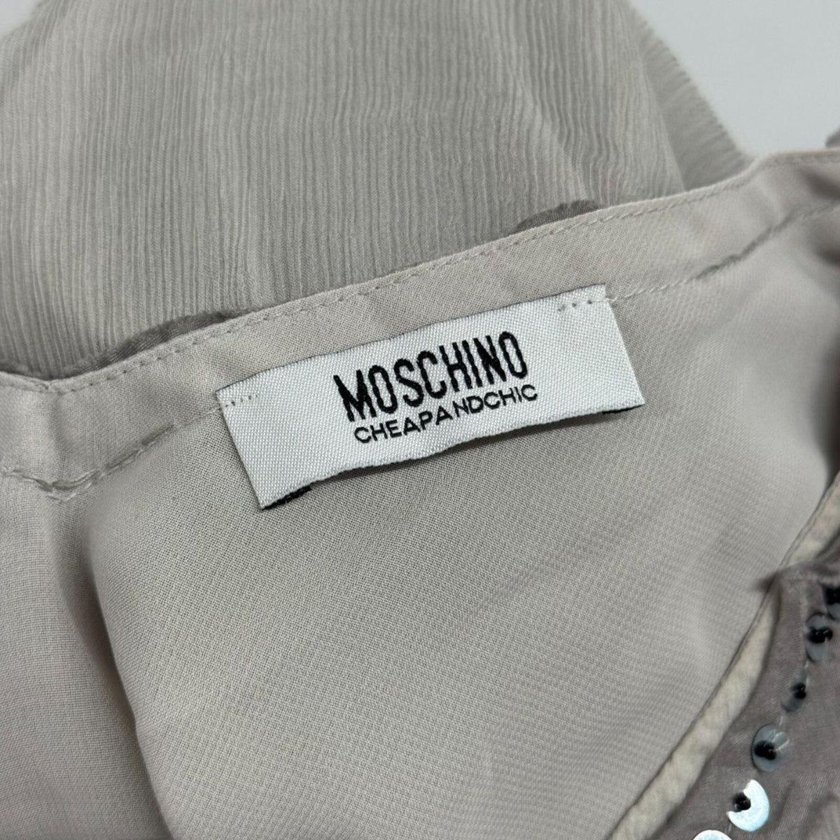 Vintage Y2K Moschino 100% Silk Bow Grey Dress
