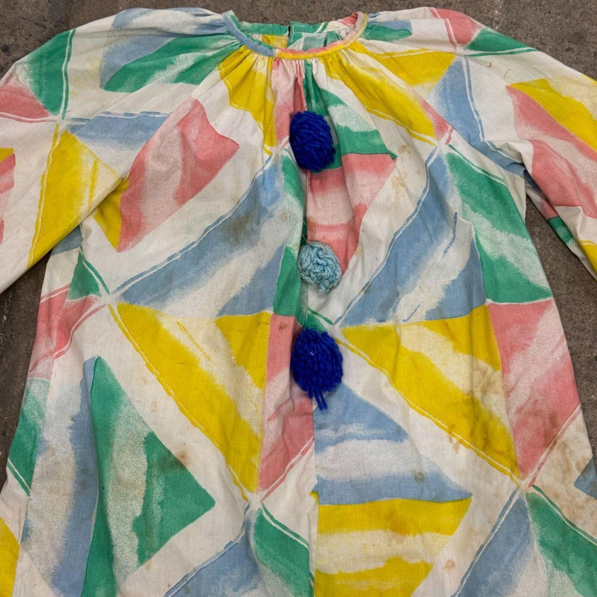 Vintage 1970s Homemade Pastel Geometric Clown Costume Set