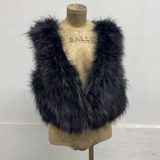 Y2K Vintage Slate Gray Highlight Genuine Fox Fur Vest