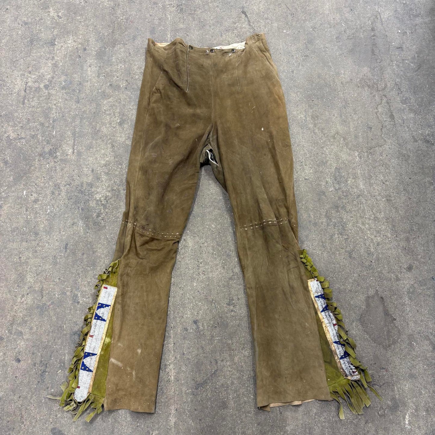Vintage 40s/50s Suede Western Beaded Fringe Trousers