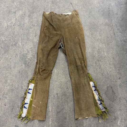 Vintage 40s/50s Suede Western Beaded Fringe Trousers