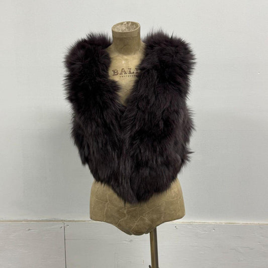 Y2K Vintage Slate Mauve Genuine Fox Fur Vest