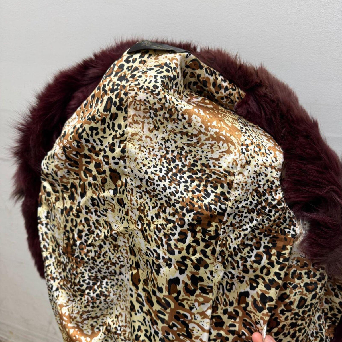 Vintage Burgundy Red Rabbit & Fox Fur Jacket Coat