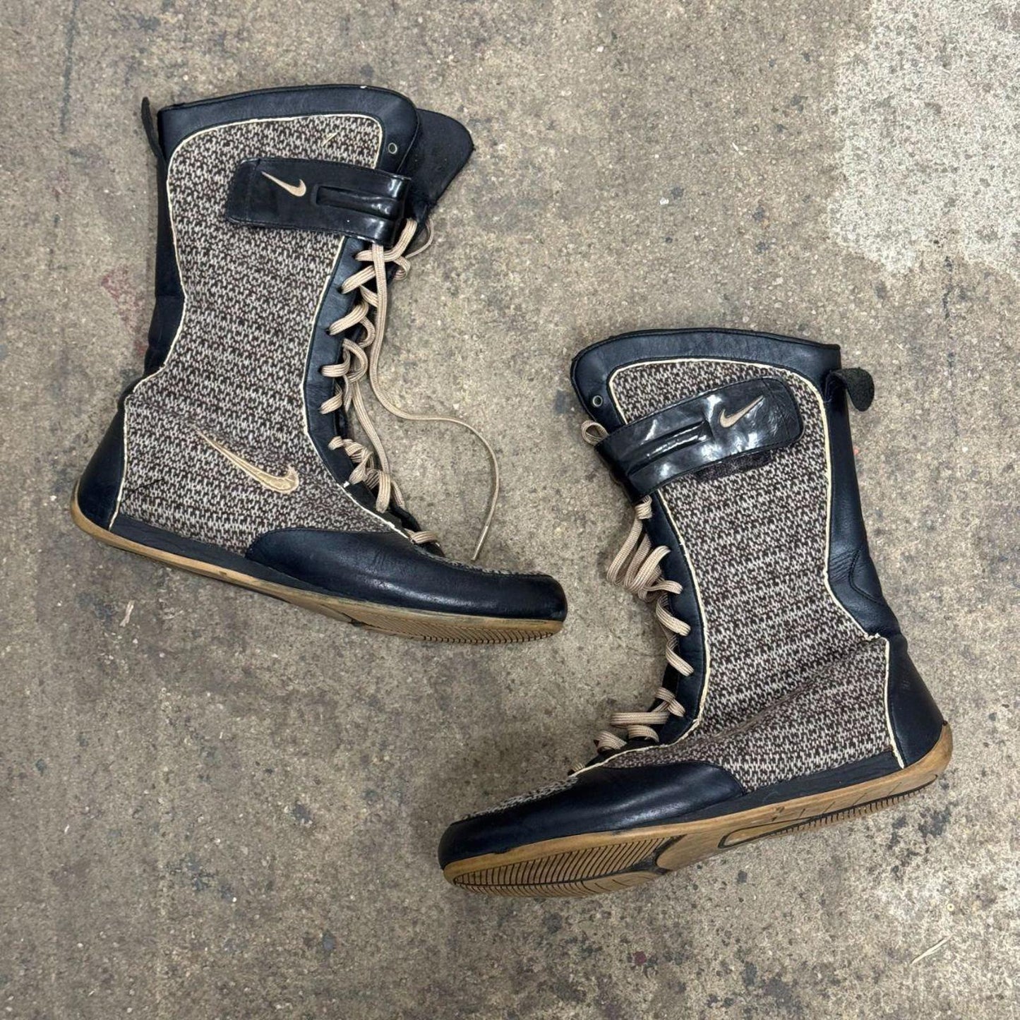 Rare Vintage Nike Boxing Boots Black Tweed Y2K