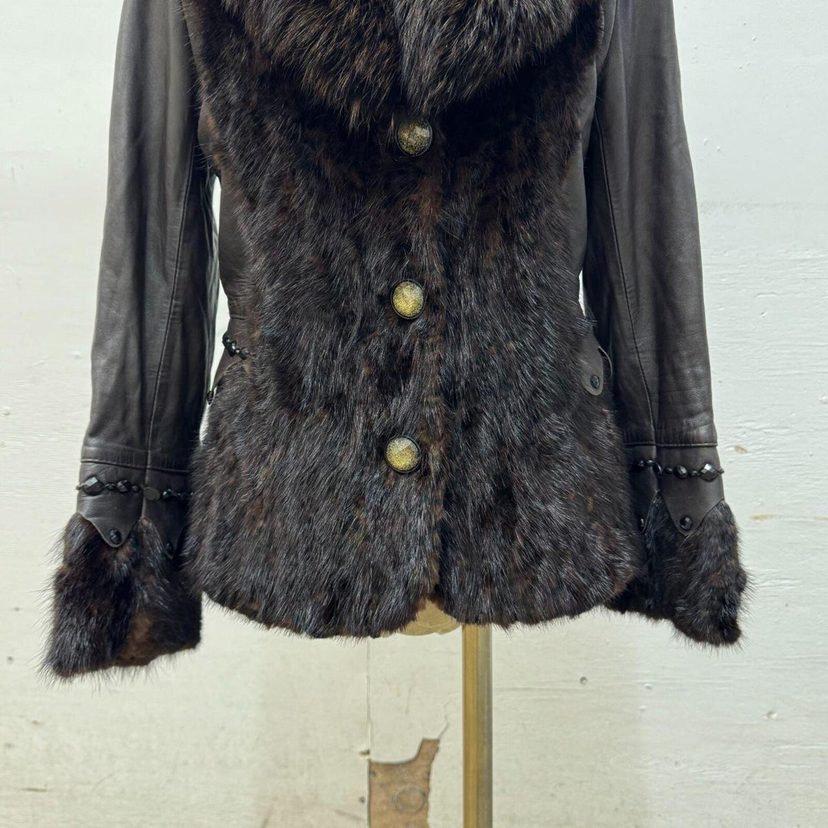 Y2K Vintage Mink Fox Luxury Fur & Leather Jacket Coat