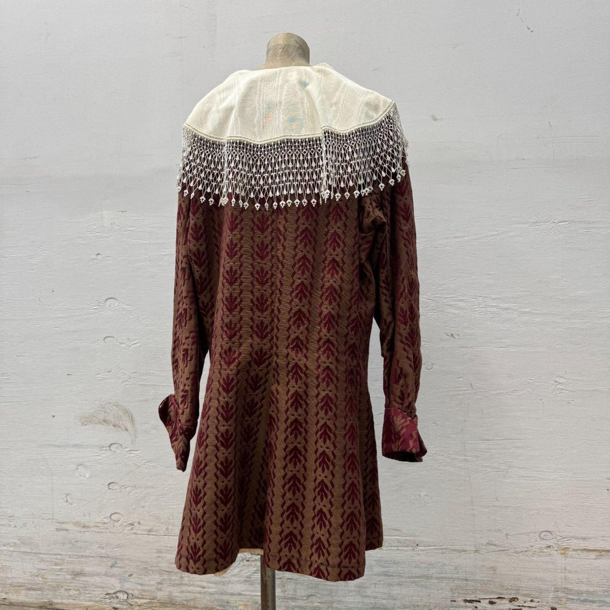 Vintage Victorian Revival Burgundy Brocade Statement Coat