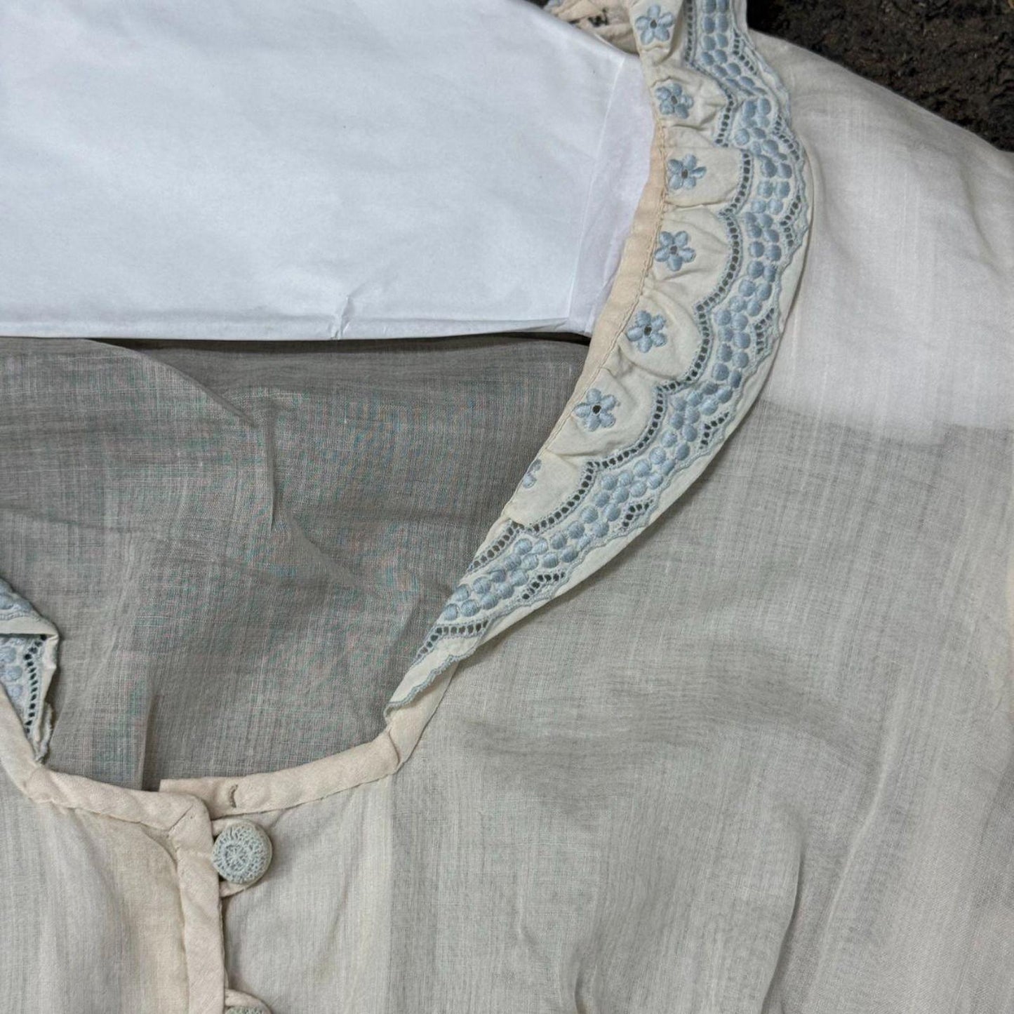 Vintage Film Costume 40s 50s Does Victorian Antique Style White Bodice S