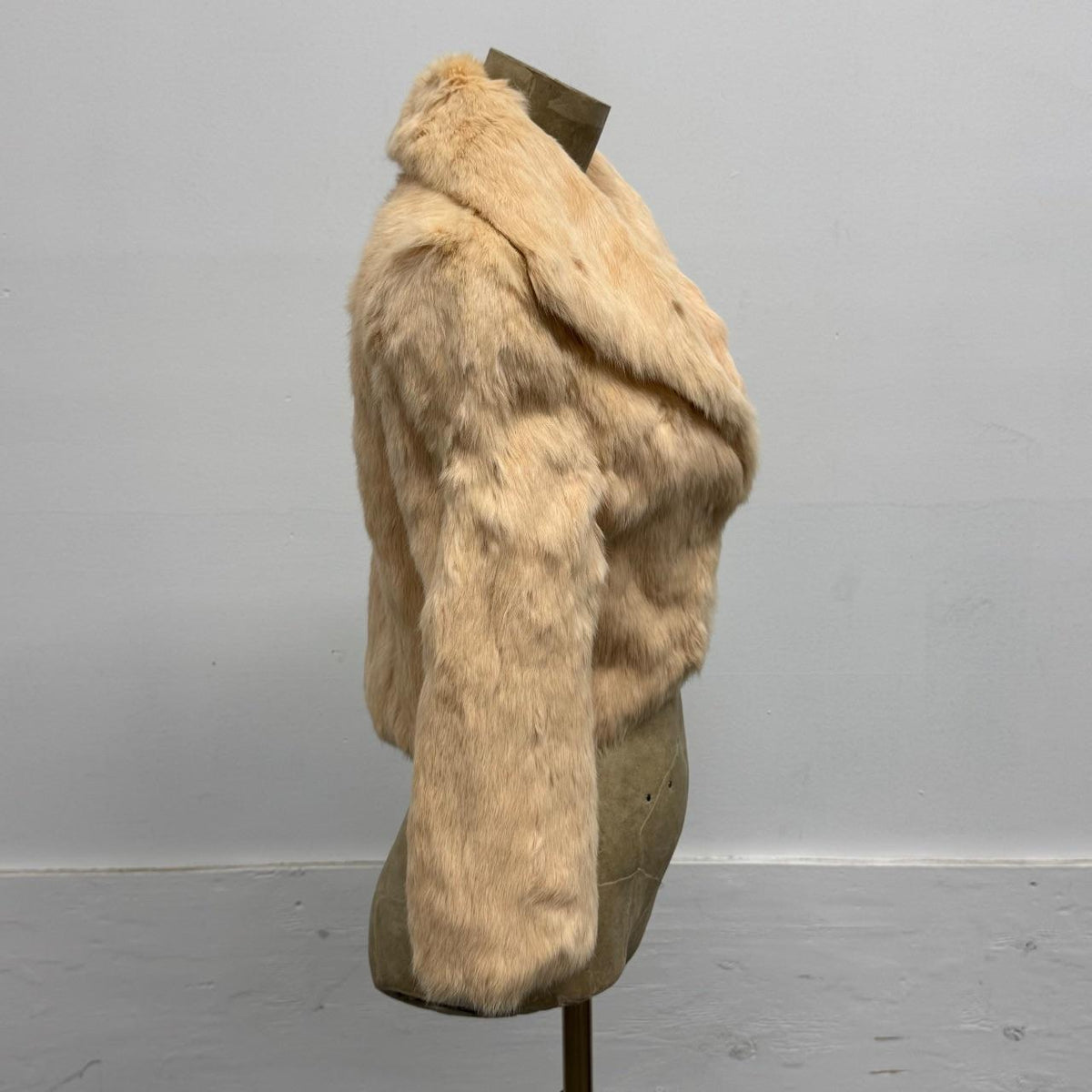 Vintage Cream Peach Rabbit Fur Jacket Coat