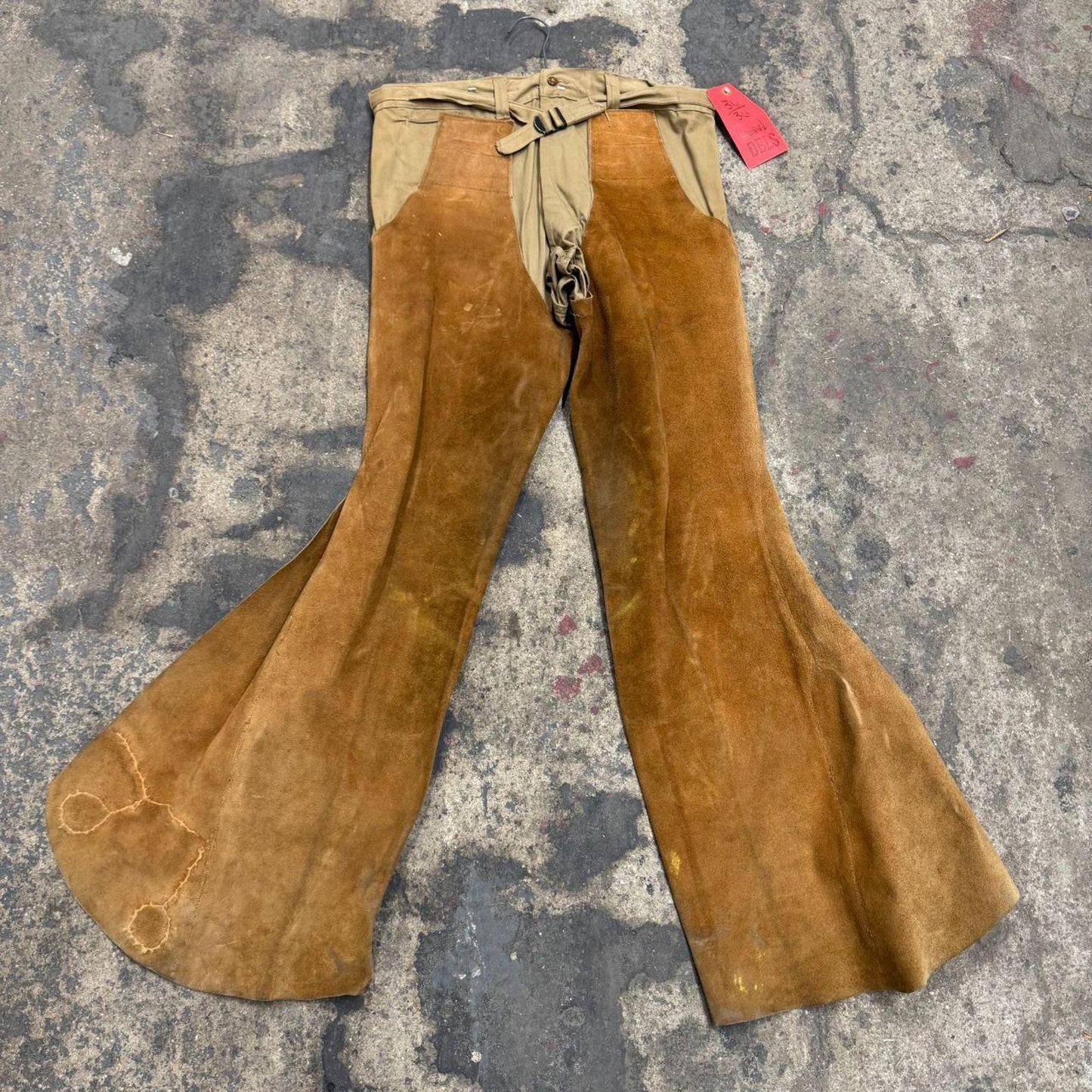 Vintage 1940s 50s Genuine Suede Western Film Costume Chap Bellbottom Trousers
