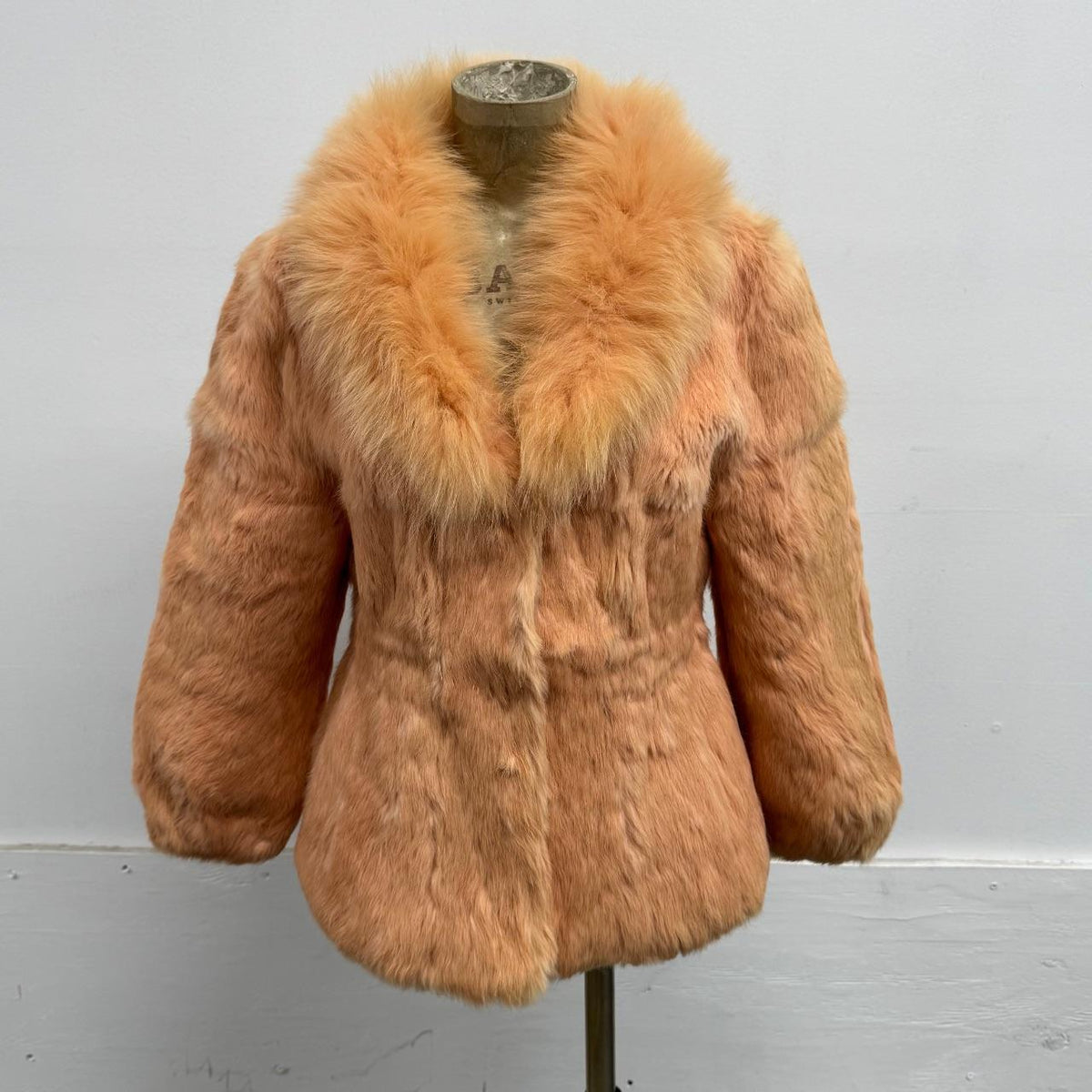 Vintage Y2K Orange Tan Rabbit & Fox Fur Jacket Coat