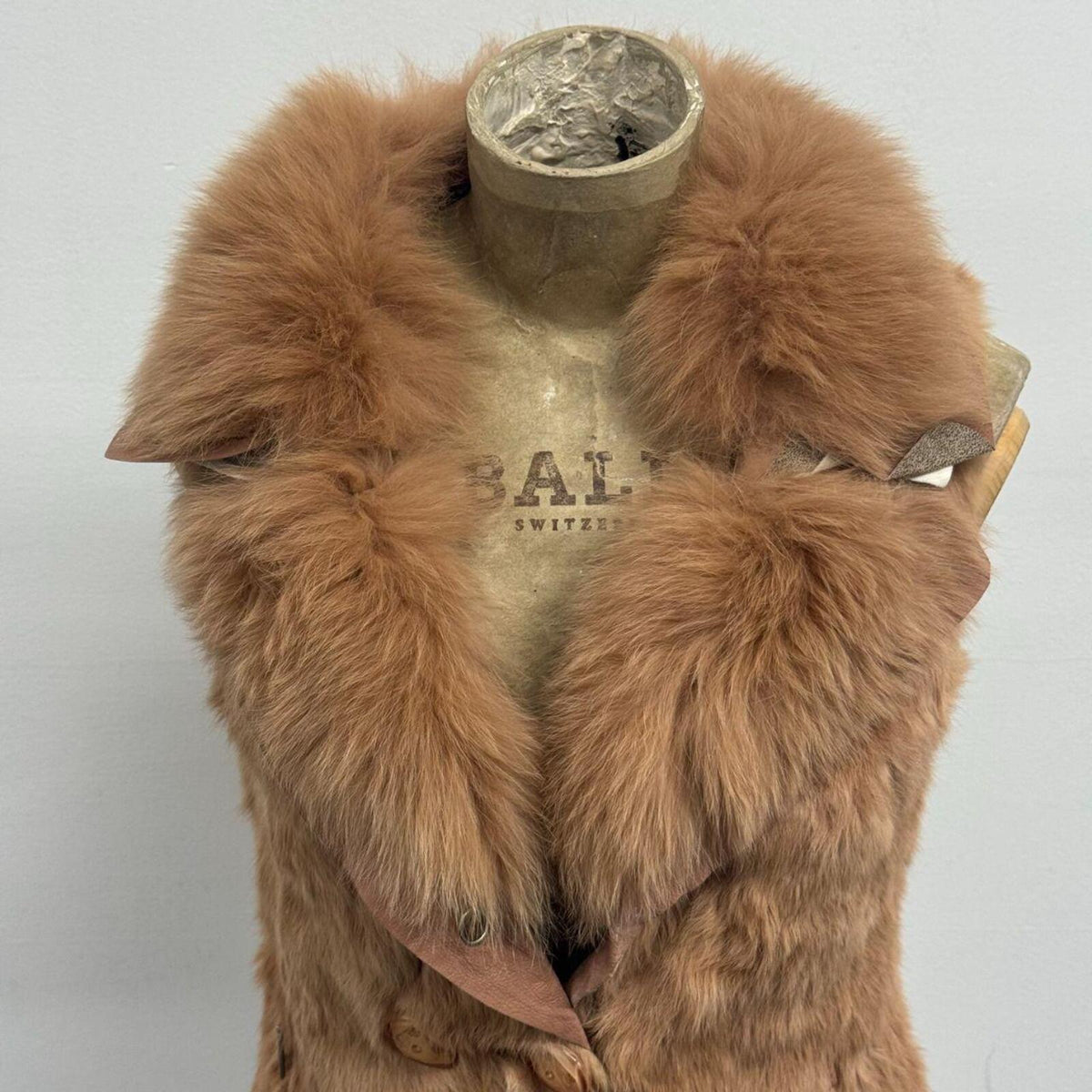 Vintage Camel Mixed Fox & Rabbit Fur Double-Breasted Vest