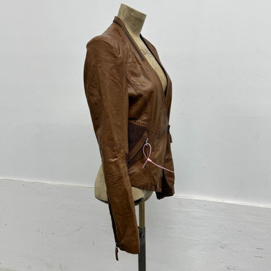 Vintage Brown Moto Asymmetric Avant Garde Leather Jacket