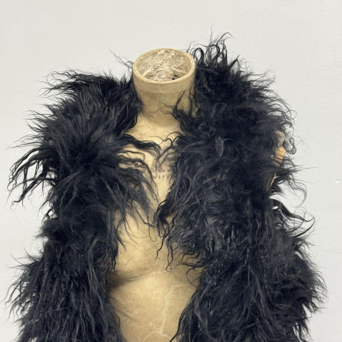 Vintage Black Mongolian Lamb Cropped Vest