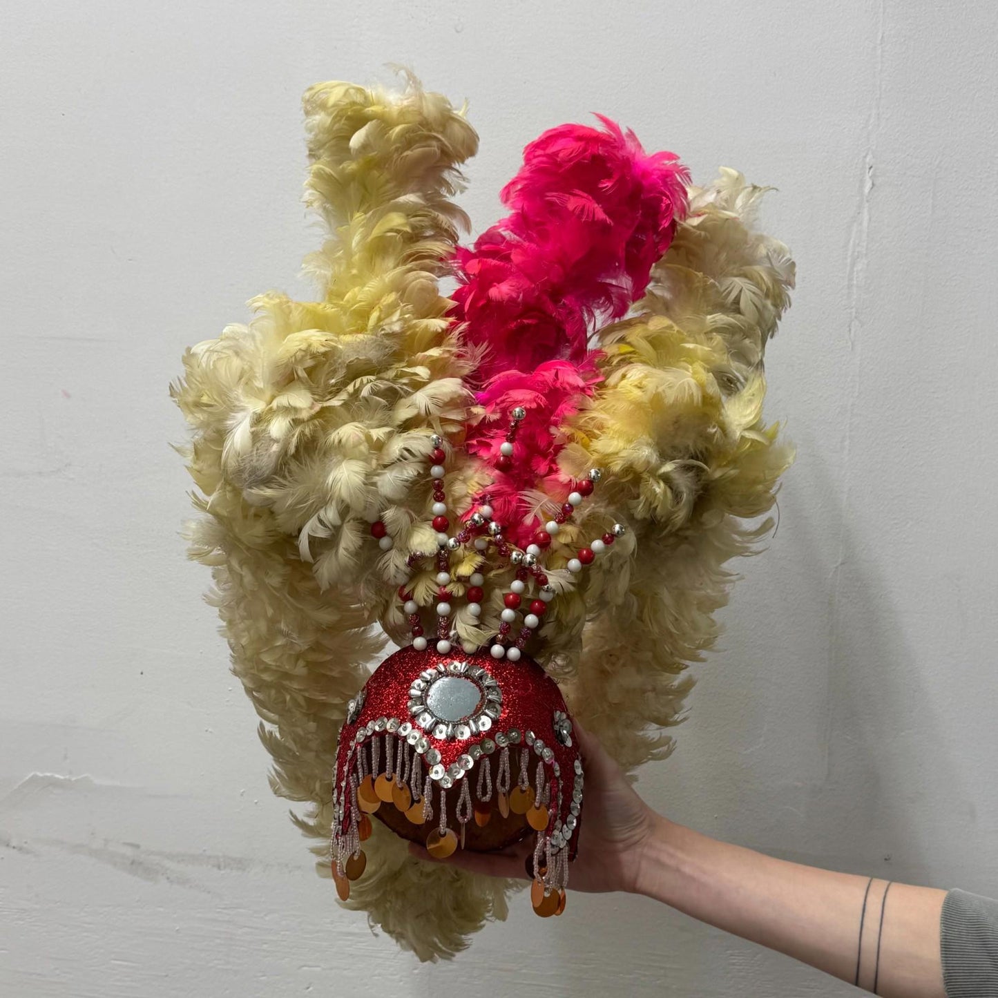 Vintage 60s 70s Hollywood Showgirl Feather Headdress Film Burlesque Costume