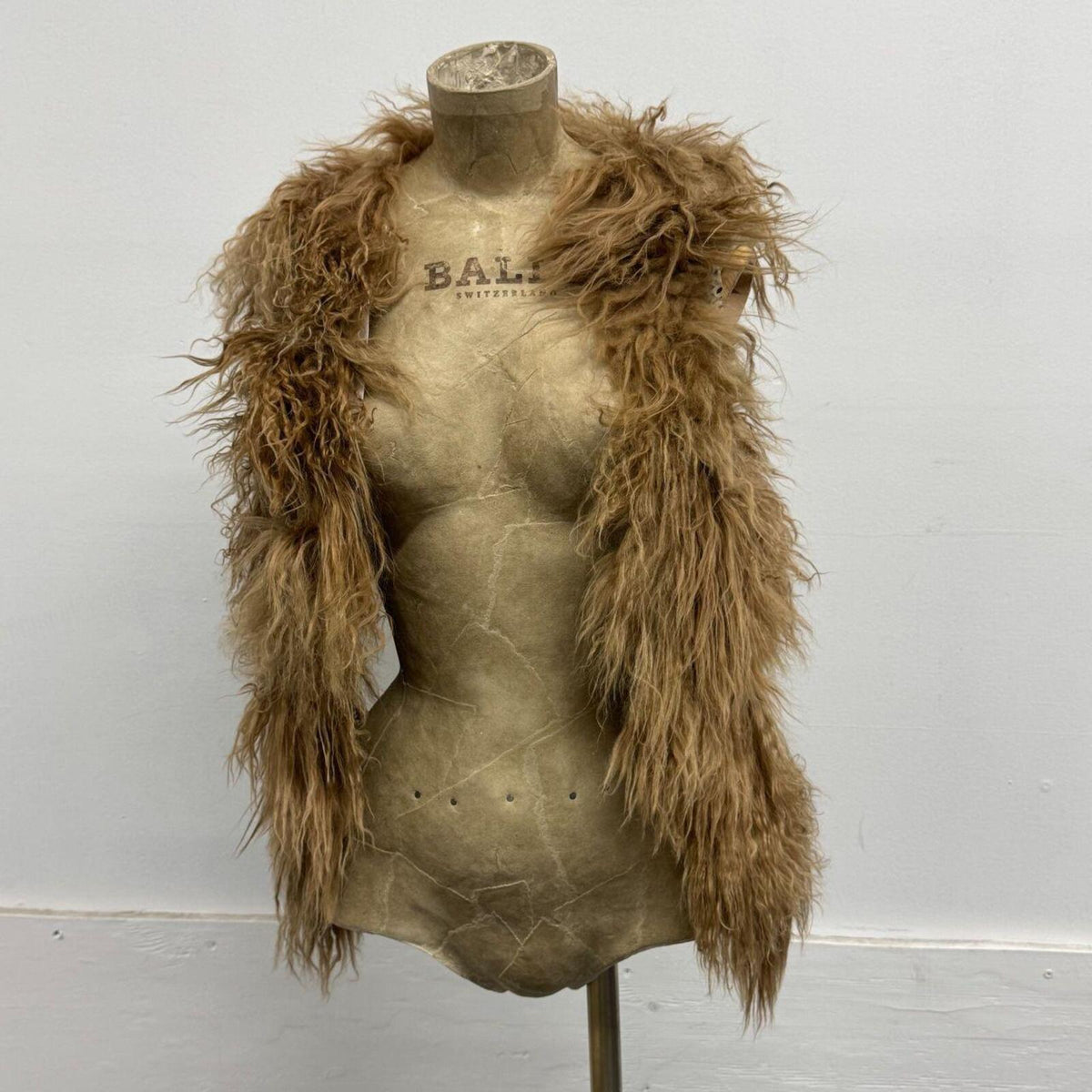 Vintage Tan Brown Mongolian Lamb Cropped Vest