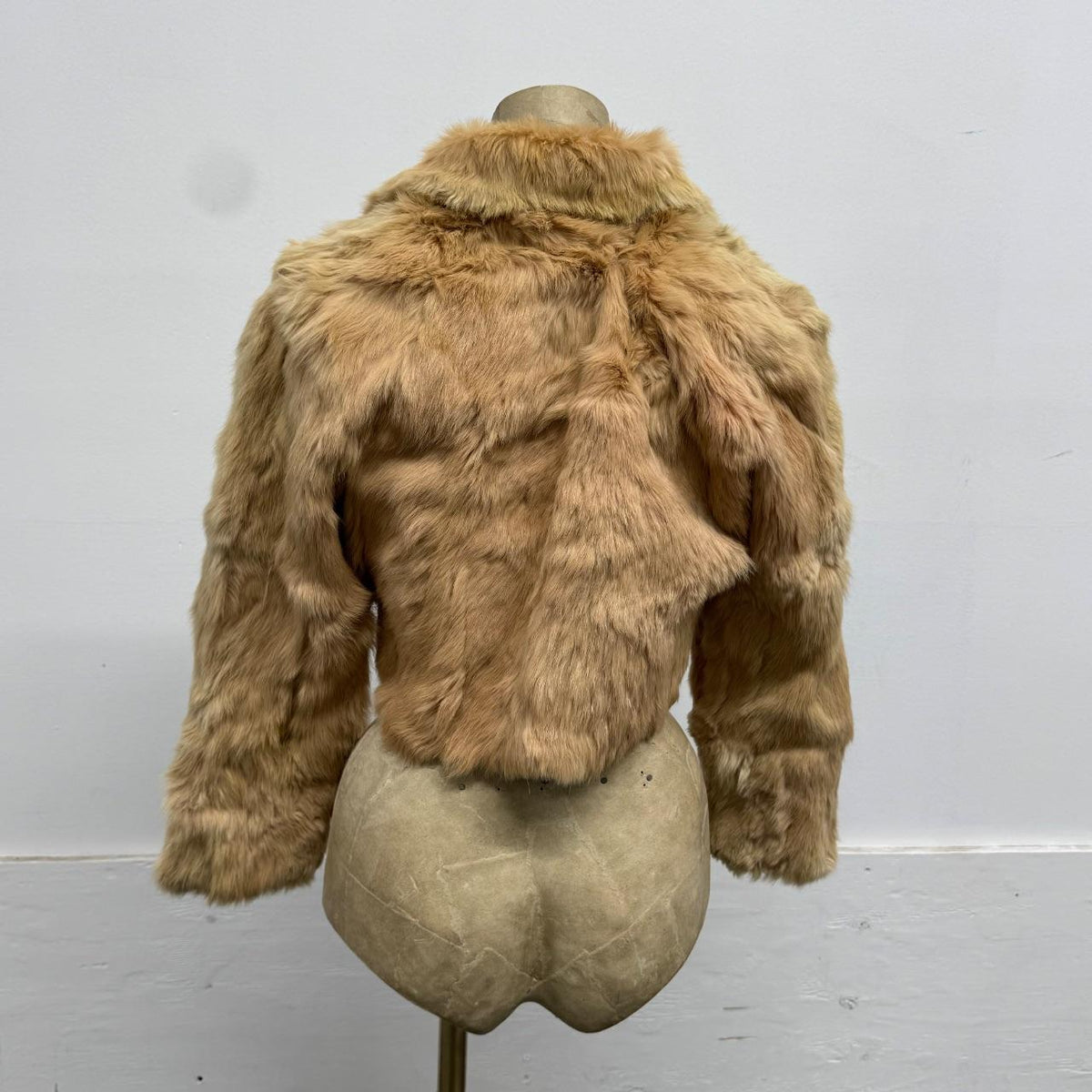 Vintage Cream Peach Rabbit Fur Jacket Coat