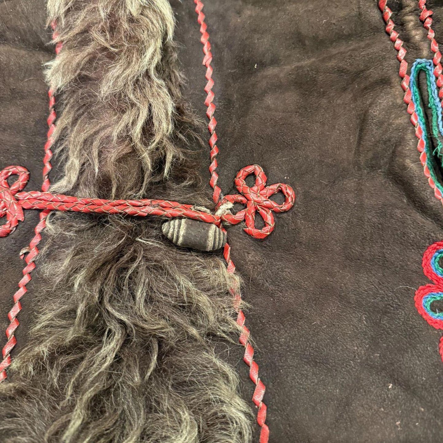 Vintage 70s Brown Suede Embroidered Afghan Coat