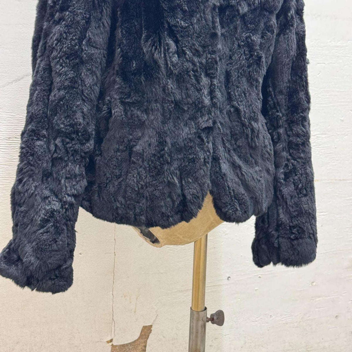 Vintage Black Rabbit & Fox Fur Jacket Coat