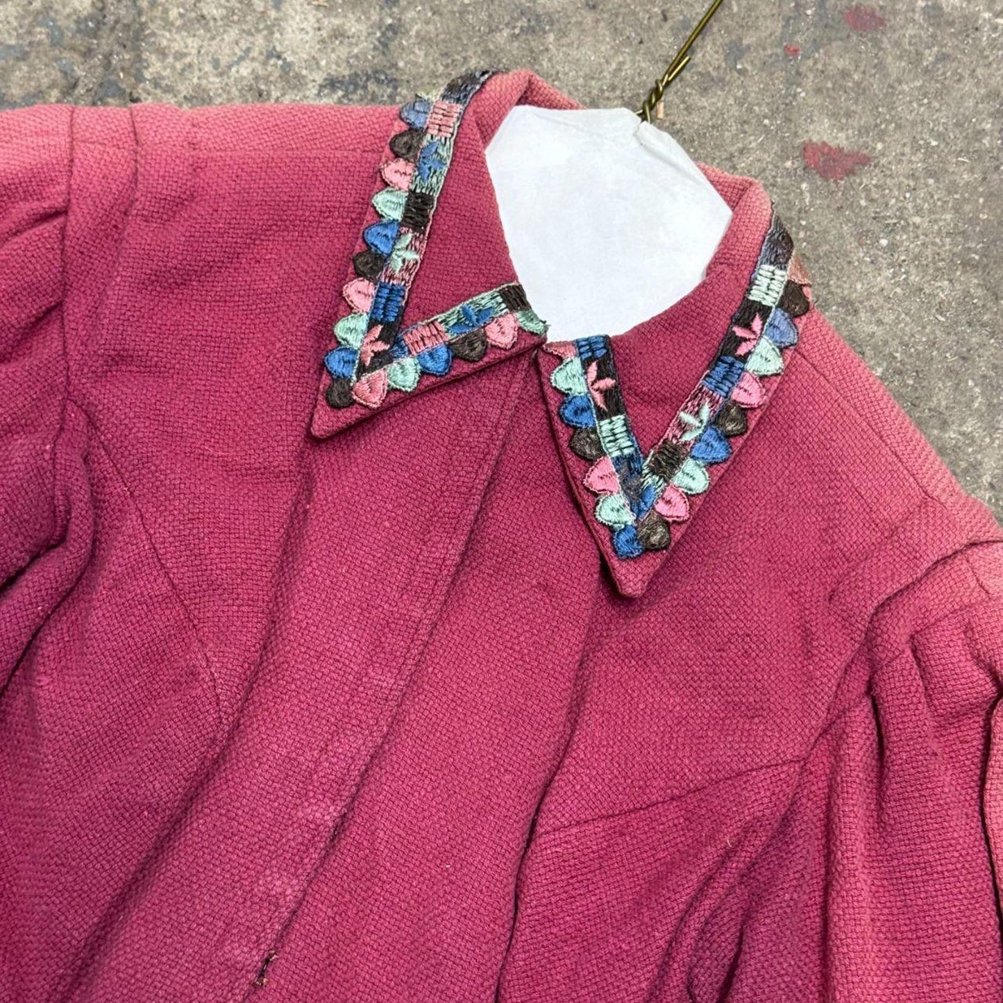 Vintage Film Costume 40s 50s Does Victorian Antique Style Faded Red Bodice S