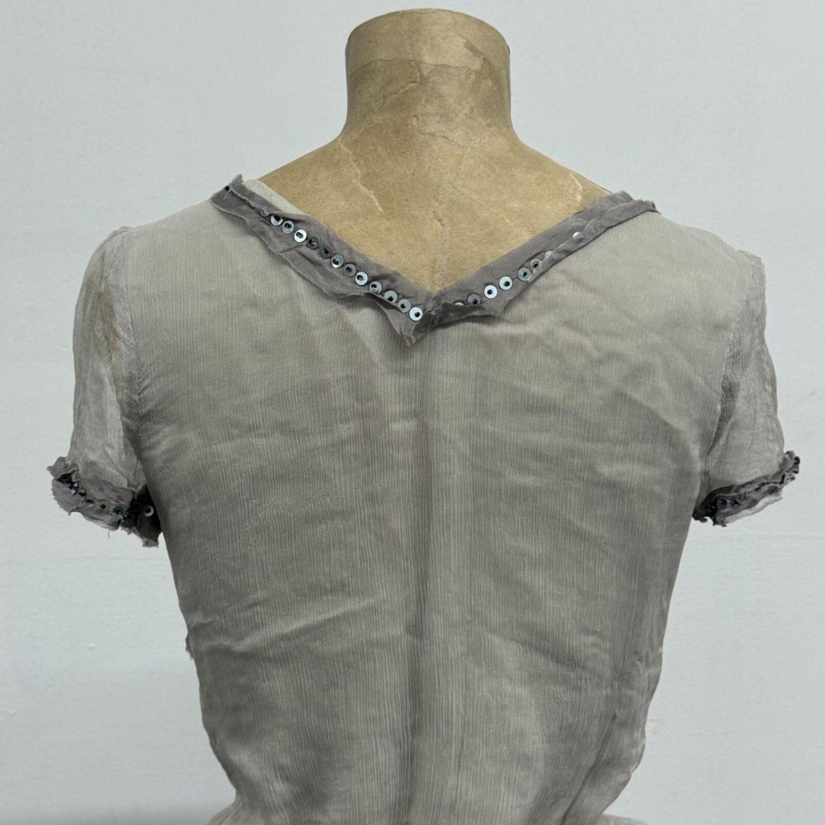 Vintage Y2K Moschino 100% Silk Bow Grey Dress