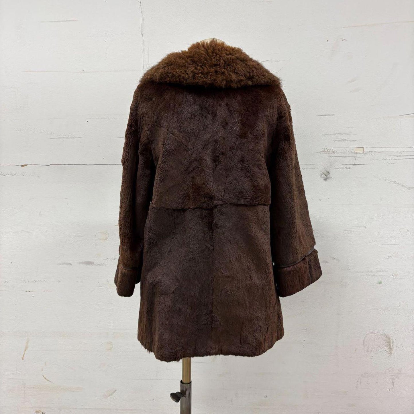 Vintage Chocolate Brown Rabbit or Nutria Real Fur Coat