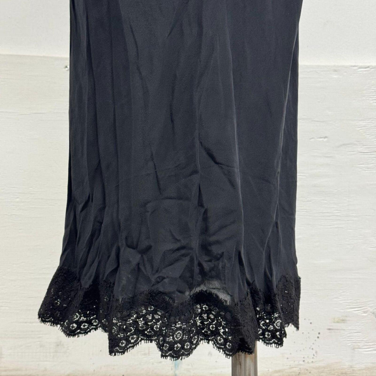 Vintage 90s Y2K Noir Silk Lace-Trim Slip Dress