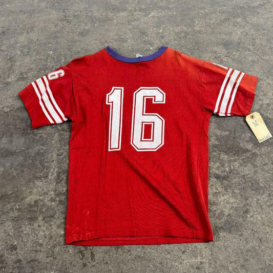 Vintage 70s ALLPRO Red Varsity Football Jersey #16 Sun Faded