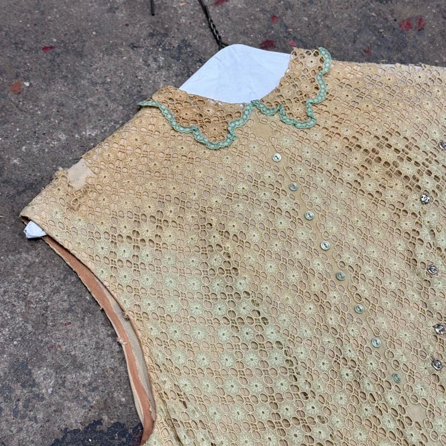 Vintage 50s does Edwardian Sage Green & Cream Sheer Blouse Film Costume