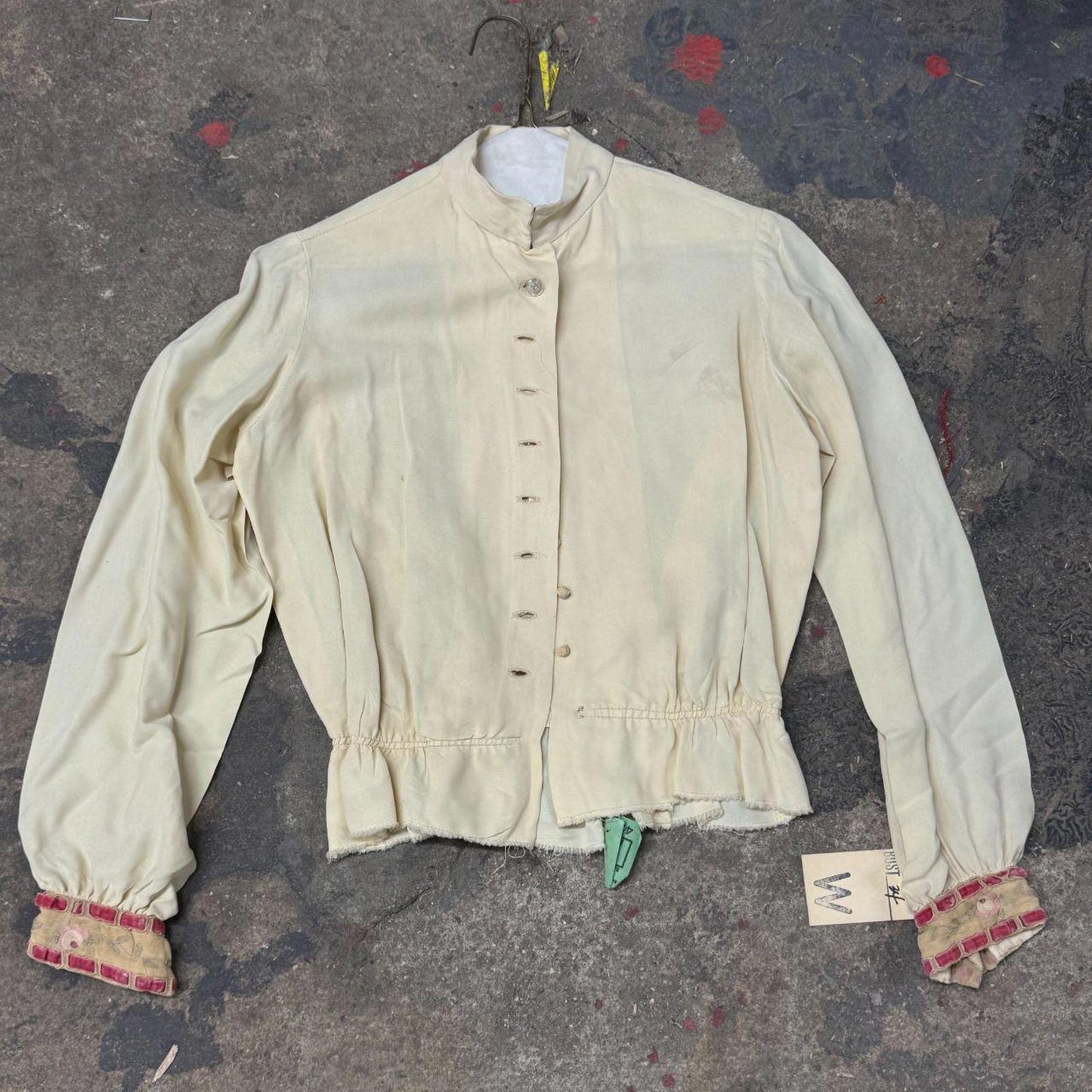 Vintage Film Costume 40s 50s Does Victorian Antique Style Cream Bodice S
