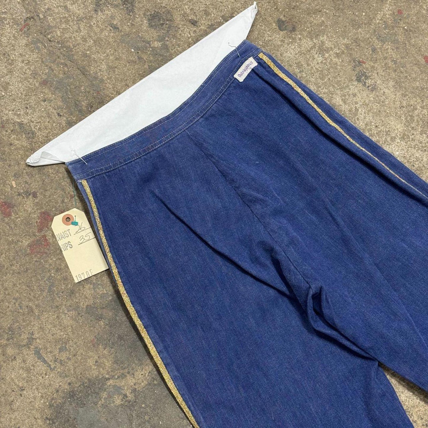 Vintage 70s Outrageous Metallic Panel Flare Jeans XS
