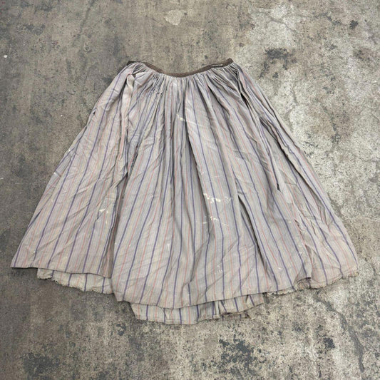 Vintage 40s does 1800s Edwardian Blue & Red Striped Cotton Prairie Maxi Skirt