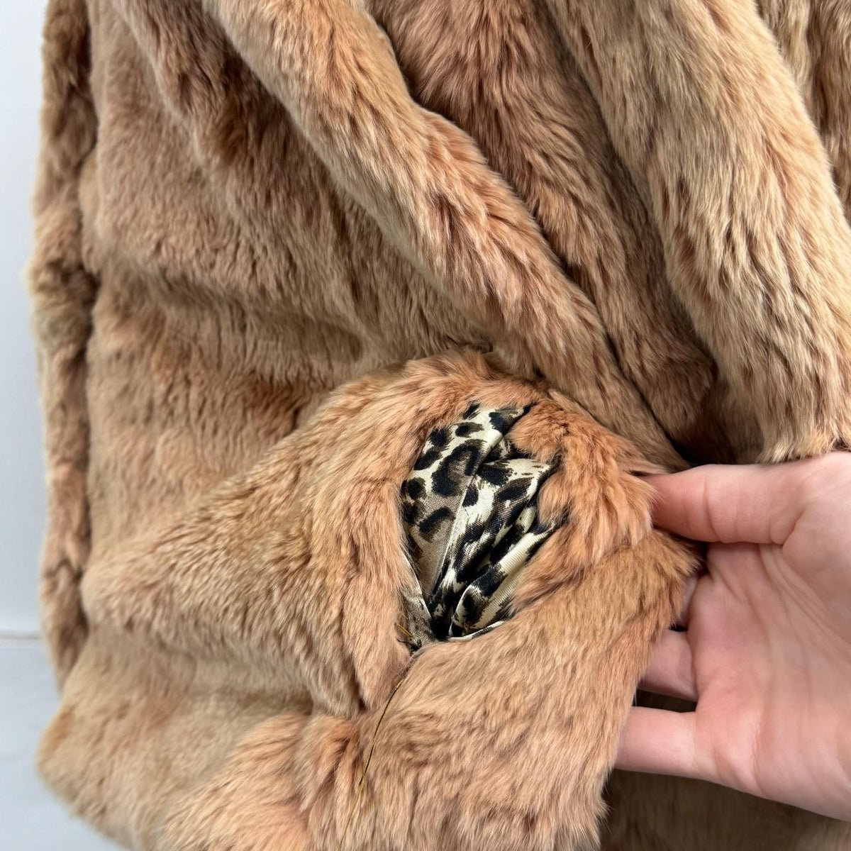 Vintage Y2K Peach Tan Orange Rabbit & Fox Fur Jacket Coat
